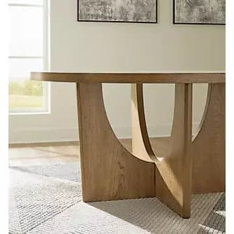 Round Mid-Century Modern Dining Table in Warm Brown - HER Home Design Boutique